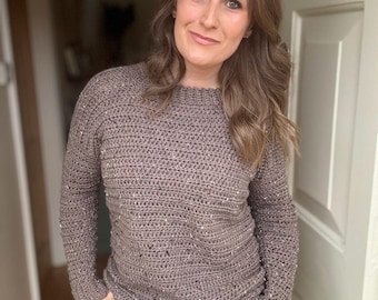 CROCHET PATTERN & VIDEO/ Easy Tweedy Beginner Crochet Sweater Pattern, Sizes xs to 5xl adult, crochet oversized sweater, Pdf