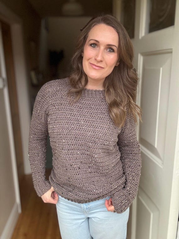 CROCHET PATTERN & VIDEO/ Easy Tweedy Beginner Crochet Sweater Pattern, Sizes xs to 5xl adult, crochet oversized sweater, Pdf