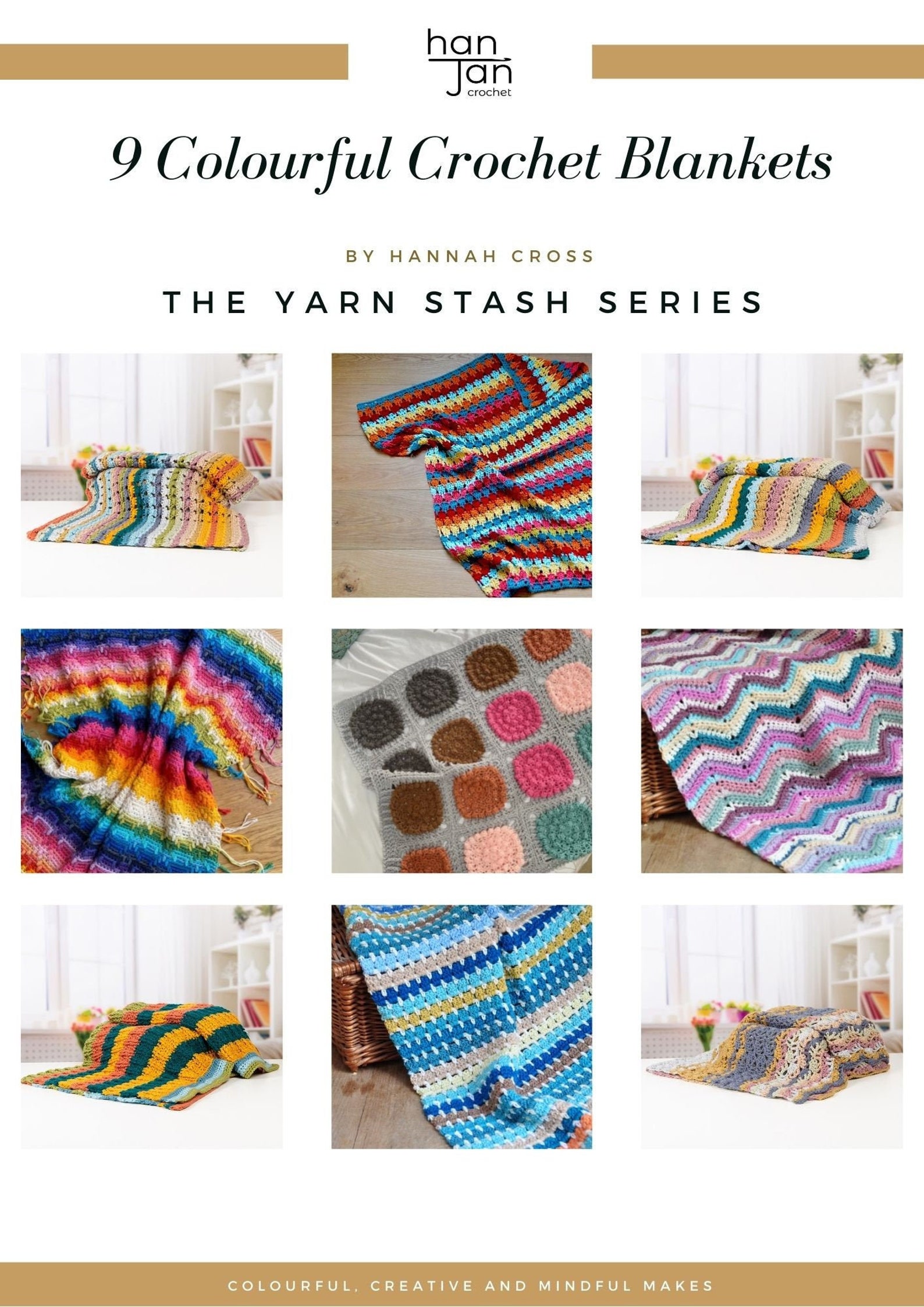 9 Colourful Crochet Blanket Patterns ebook / beginner crochet | Etsy