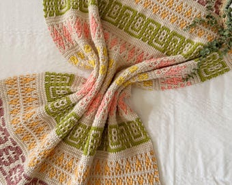 CROCHET PATTERN & VIDEO | Inset Mosaic Crochet Blanket | Pdf Download + Video Tutorial | Worsted Weight Yarn Throw or Lapghan | by HanJan