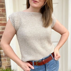 CROCHET PATTERN & VIDEO / Summer Twill Tee - Simple Crochet Top - Instant Download Pdf Crochet Pattern