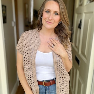 Top Down Crochet Granny Stitch Cardigan Pattern PDF | XS-5XL (30-62" Chest) | Short Sleeve Summer Crochet Cardigan Instant Download image 3