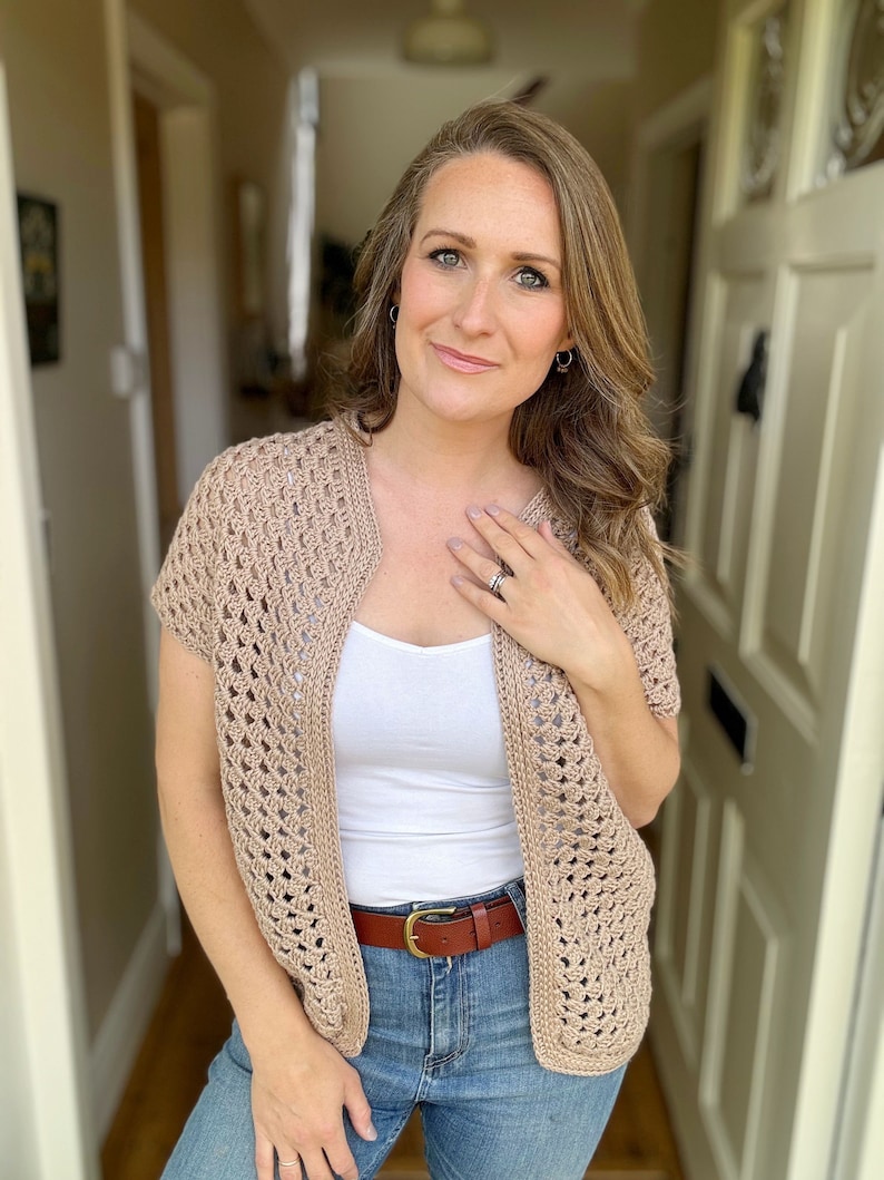 Top Down Crochet Granny Stitch Cardigan Pattern PDF | XS-5XL (30-62" Chest) | Short Sleeve Summer Crochet Cardigan Instant Download image 3