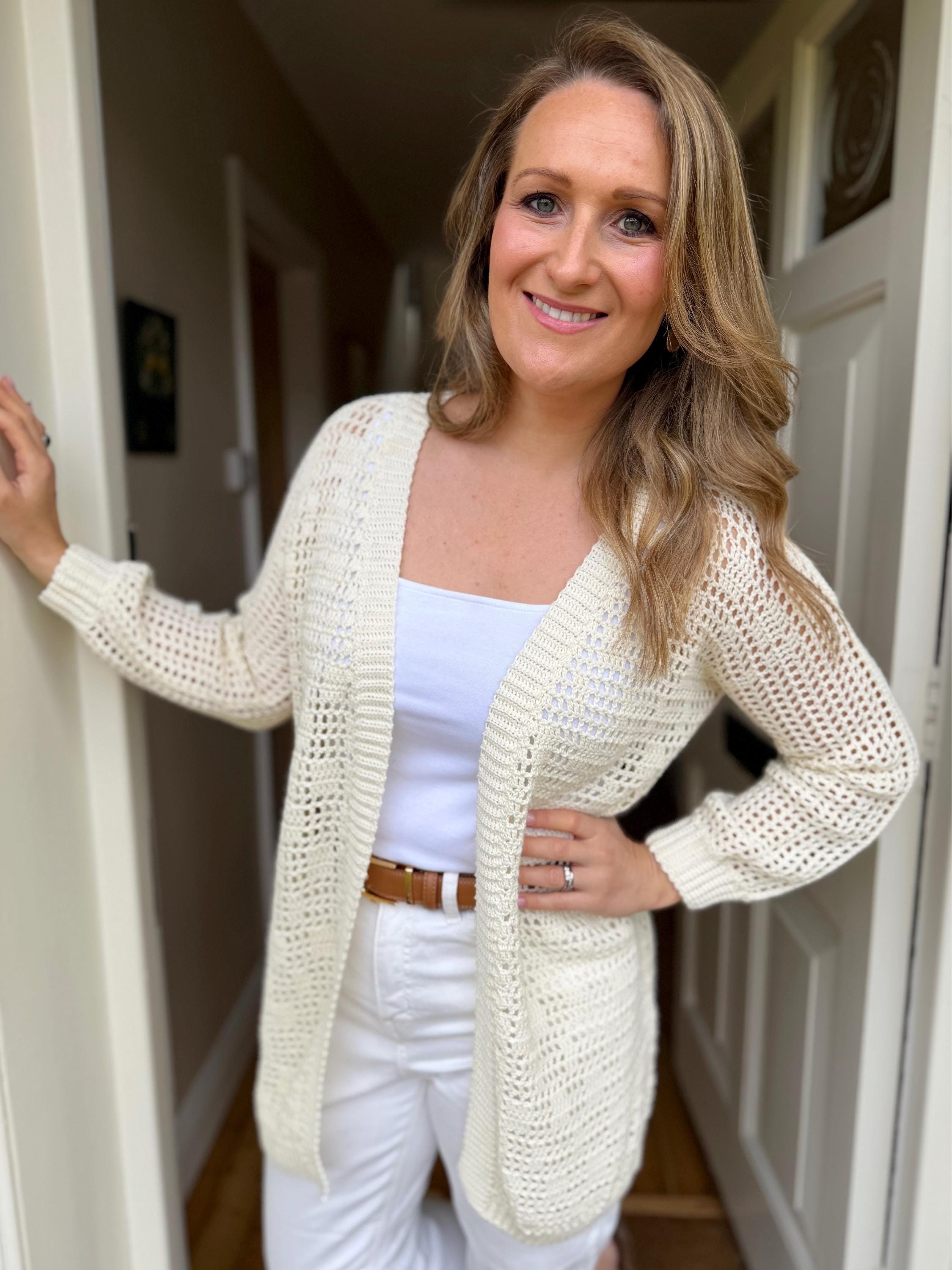 Peachy Ribbed Long Mesh Cardigan