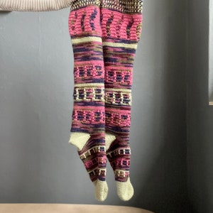 CROCHET PATTERN / Hydrangea Mosaic Socks / Overlay Mosaic Crochet Socks Pattern / Knee High Socks PDF Pattern image 2