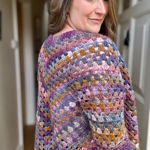 Top Down Crochet Granny Stitch Cardigan Pattern PDF | XS-5XL (30-62" Chest) | Short Sleeve Summer Crochet Cardigan Instant Download image 4