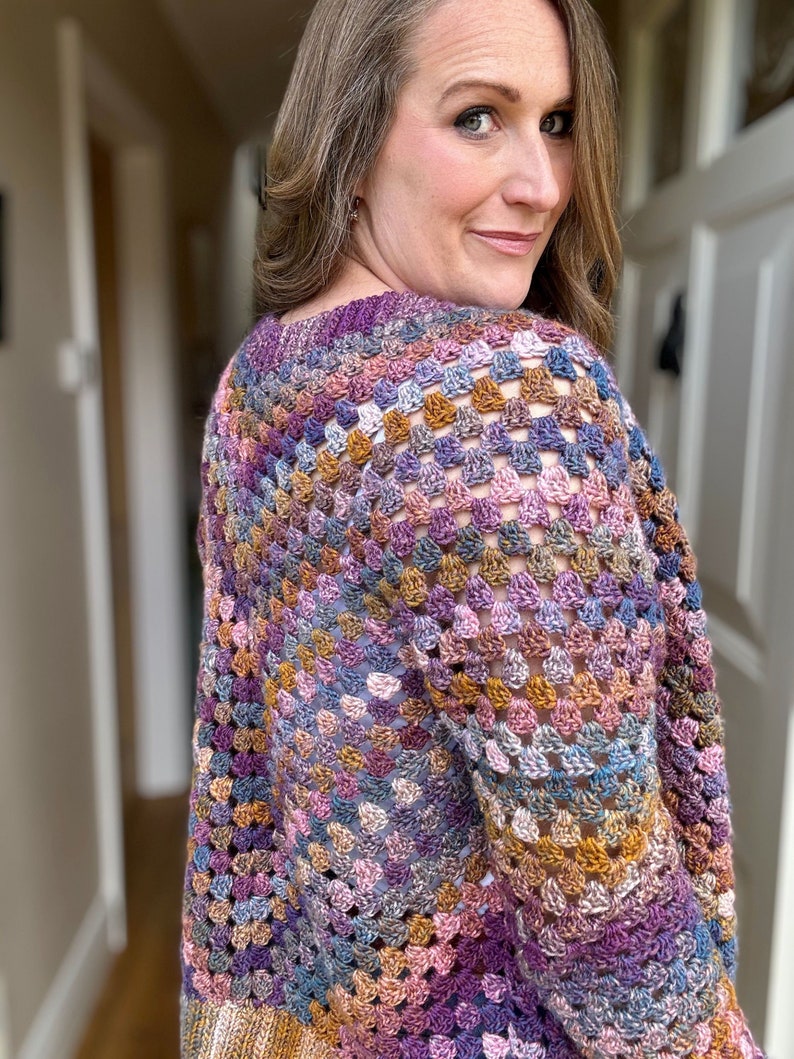 Top Down Crochet Granny Stitch Cardigan Pattern PDF | XS-5XL (30-62" Chest) | Short Sleeve Summer Crochet Cardigan Instant Download image 4