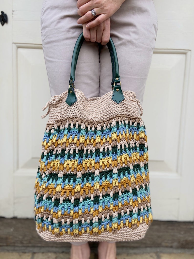 CROCHET PATTERN / Hayden Mosaic Crochet Tote Bag / PDF crochet pattern / Summer crochet bag image 5