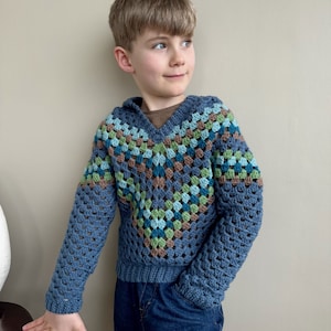 CROCHET PATTERN & VIDEO | Baby Hoodie Pattern | Granny Stitch Child Crochet Hoodie | Sizes Newborn to 10 Years Pdf