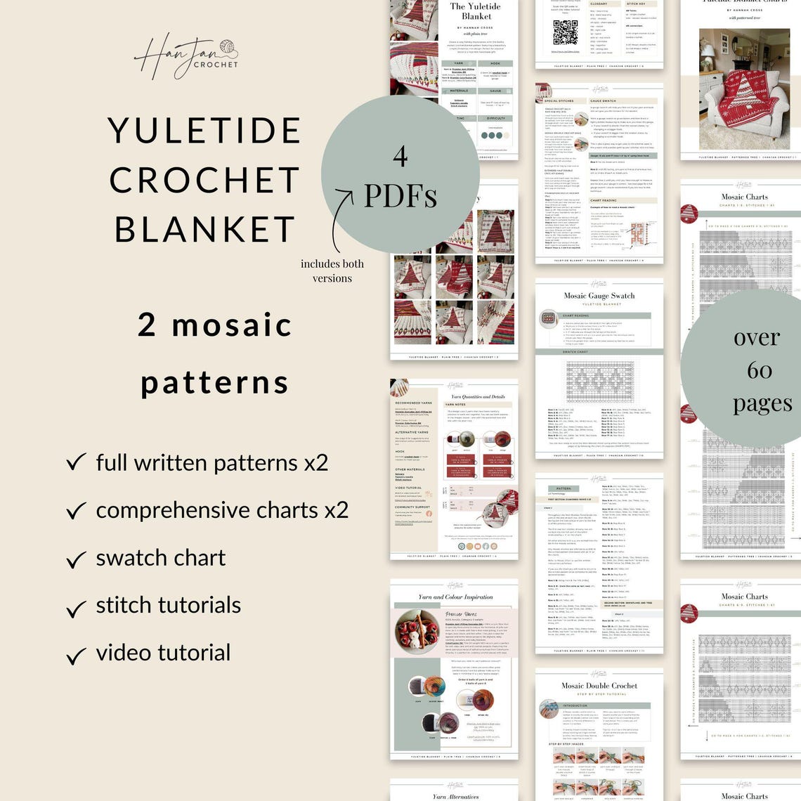 Mosaic Christmas Crochet Blanket Pattern 