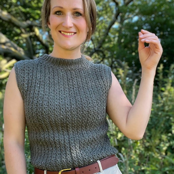 CROCHET PATTERN & VIDEO Sleeveless Vest Top Pattern | Chloe Tabard Top | Instant Download Pdf | Modern Stylish Summer Tank Top by HanJan