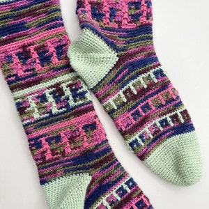 CROCHET PATTERN / Hydrangea Mosaic Socks / Overlay Mosaic Crochet Socks Pattern / Knee High Socks PDF Pattern image 4