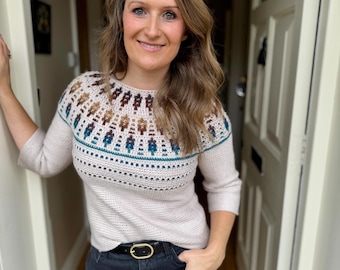 CROCHET PATTERN + VIDEO Starlight Sweater Crochet Pattern | Mosaic Crochet Sweater Pattern | Top Down Yoke Adult Sizes Xs - 5xl