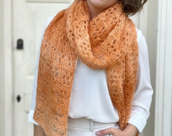 CROCHET PATTERN / Orange Blossom Scarf - Lightweight Filet Crochet Scarf Pattern - Instant Download PDF Crochet Pattern