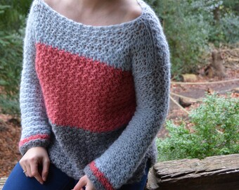 CROCHET PATTERN / Colour Block Jumper - Instant Download Crochet Pattern