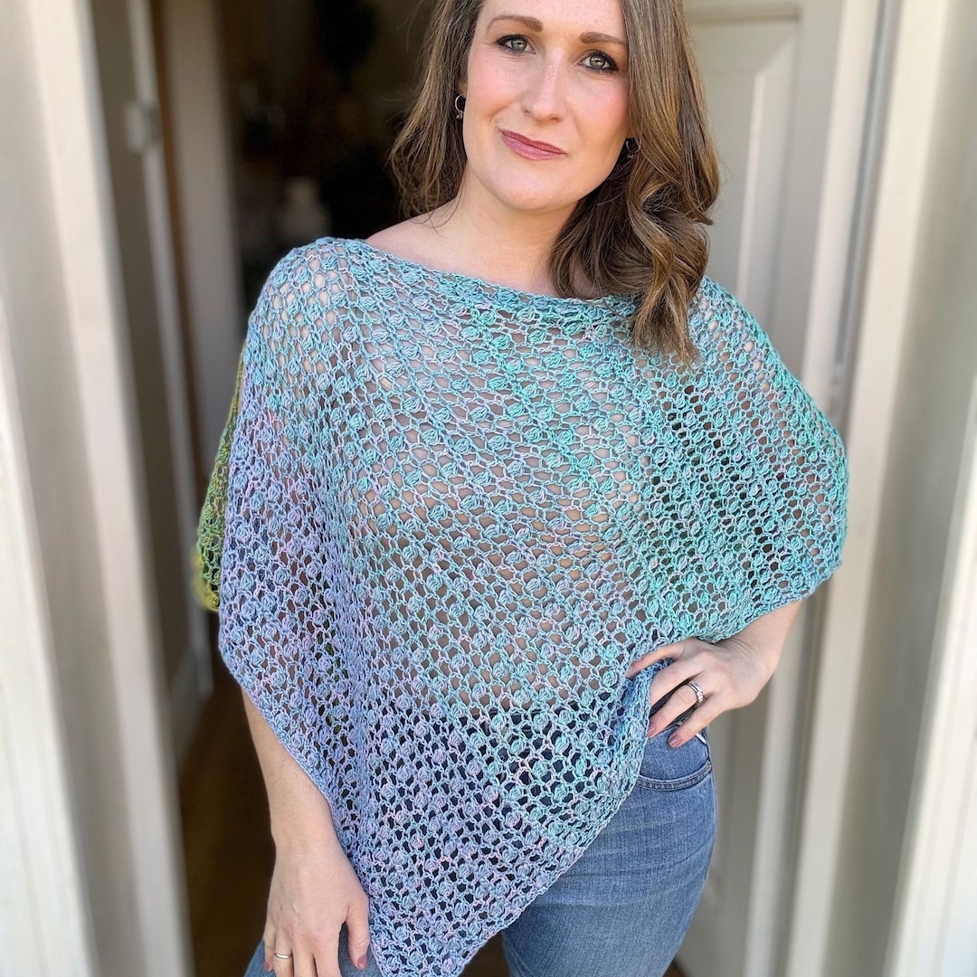 Lightweight Lacy Poncho Crochet Pattern PDF | Adult Size