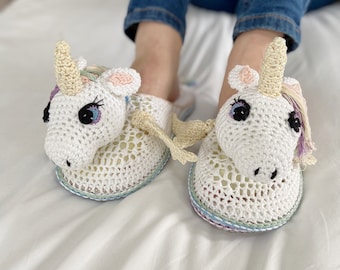 CROCHET PATTERN/ Unicorn Crochet Slippers Pattern Amigurumi