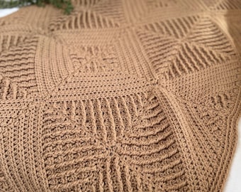 CROCHET PATTERN & VIDEO Broadquay Textured Crochet Blanket Pattern | Crochet Afghan Throw,  Easy Square Motifs | Instant Download Pdf
