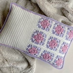 CROCHET PATTERN/ Crochet Floral Granny Square Cushion Pattern / Crochet Pillow Pattern / Crochet Home Decor PDF Pattern image 2