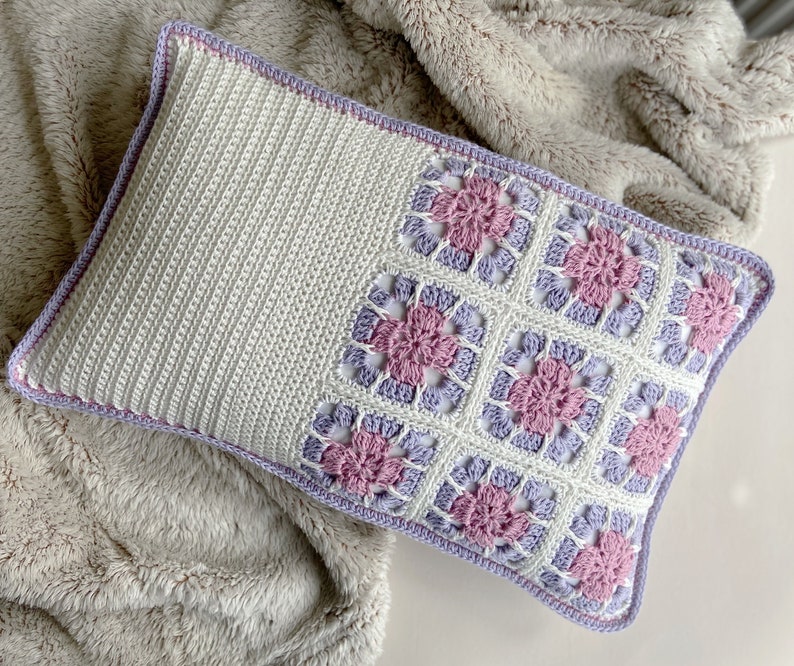 CROCHET PATTERN/ Crochet Floral Granny Square Cushion Pattern / Crochet Pillow Pattern / Crochet Home Decor PDF Pattern image 2