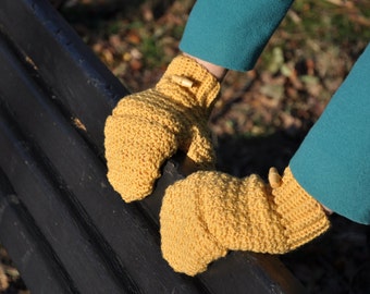 CROCHET PATTERN / Warm Mustard Mitts / Crochet Mitts /  Instant Download PDF Crochet Pattern