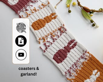 CROCHET PATTERN + VIDEO - Bunny Coaster, Easter Mug Rugs, Cup Coasters, Spring Decor, Overlay Mosaic pdf