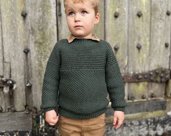 CROCHET PATTERN / Seamless Crochet Sweater for Boys and Girls / Top Down Raglan Jumper Baby, Toddler, Child Sizes / PDF Pattern