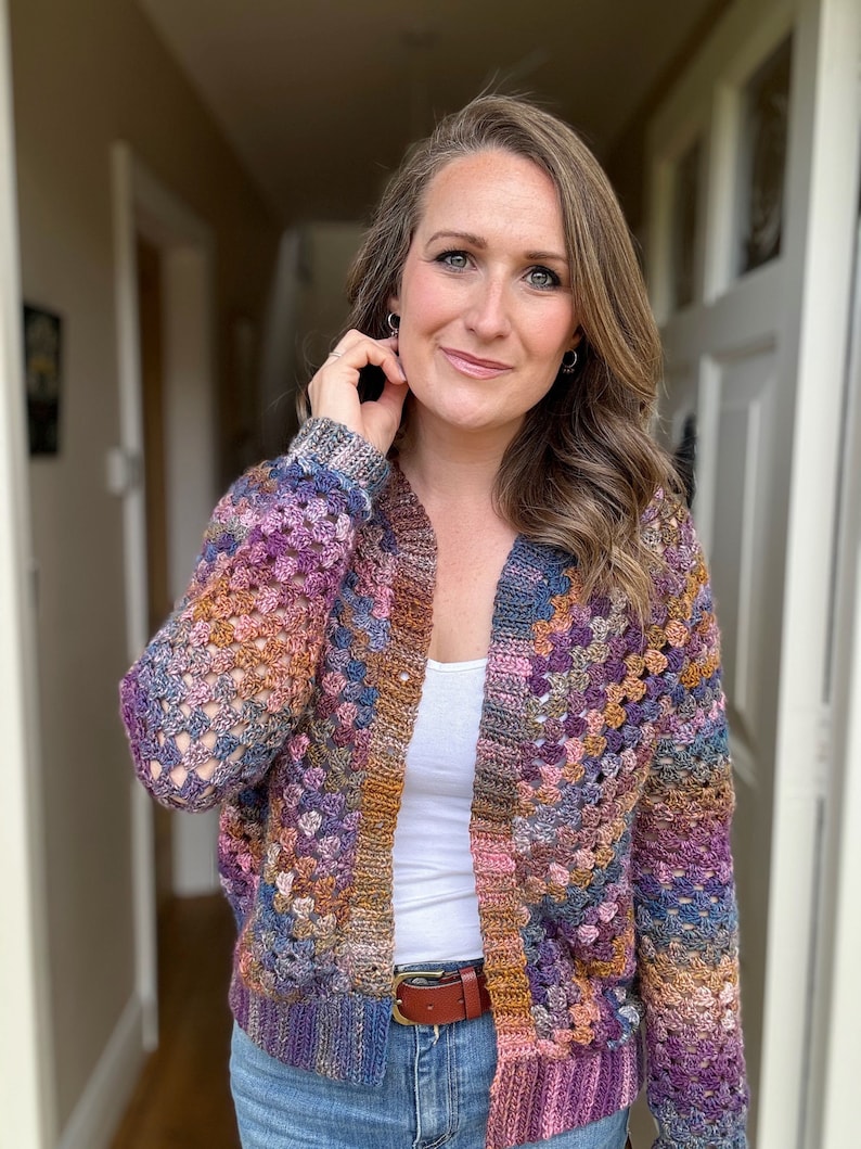 Top Down Crochet Granny Stitch Cardigan Pattern PDF | XS-5XL (30-62" Chest) | Short Sleeve Summer Crochet Cardigan Instant Download image 10