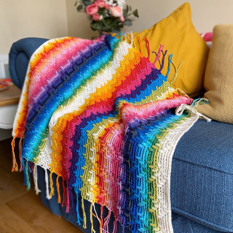 Rainbow Splash / Overlay Mosaic Crochet Blanket Pattern / | Etsy