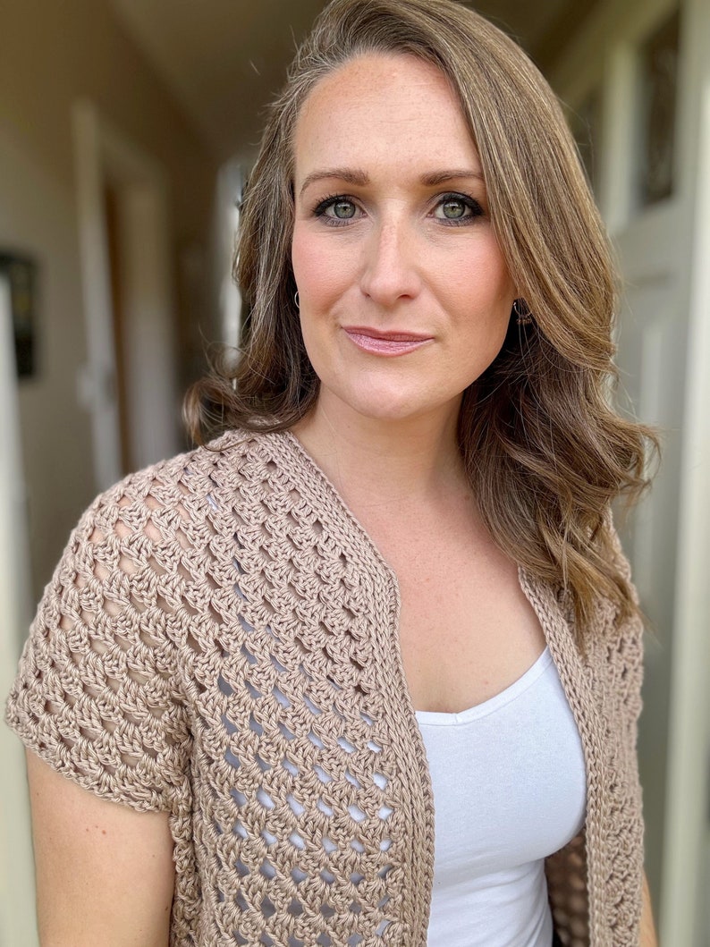 Top Down Crochet Granny Stitch Cardigan Pattern PDF | XS-5XL (30-62" Chest) | Short Sleeve Summer Crochet Cardigan Instant Download image 8