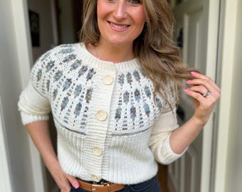 CROCHET PATTERN + VIDEO Starlight Cardigan Pattern | Mosaic Crochet Cardigan Pattern | Top Down Yoke Adult Sizes Xs - 5xl