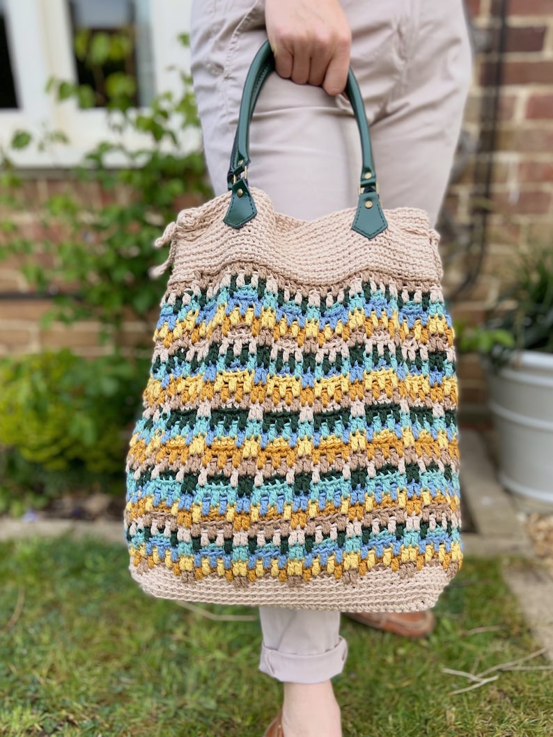 CROCHET PATTERN / Hayden Mosaic Crochet Tote Bag / PDF crochet pattern / Summer crochet bag image 3