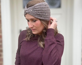 CROCHET PATTERN & VIDEO/ Easy Crochet Ear Warmer Pattern, Twisted Crochet Headband, Instant Download Pdf For Beginners, Baby - Adult Sizes