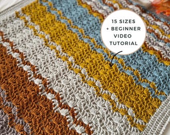 CROCHET PATTERN + VIDEO – Darjeeling Throw | Lacy Afghan Pattern | Lightweight Lace Crochet Blanket in 15 Sizes