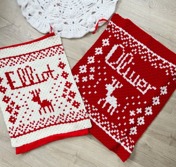 CROCHET PATTERN - Christmas Crochet Blanket Pattern, Personalised festive holiday crochet present sack, Ho Ho Ho. By HanJan Crochet