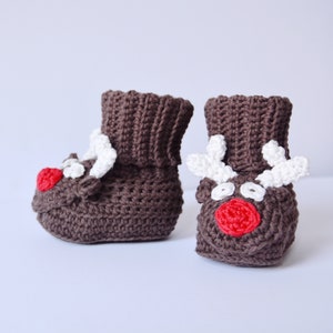 CROCHET PATTERN / The Reindeer Christmas Boots/ Baby Boots/  Instant Download PDF Crochet Pattern