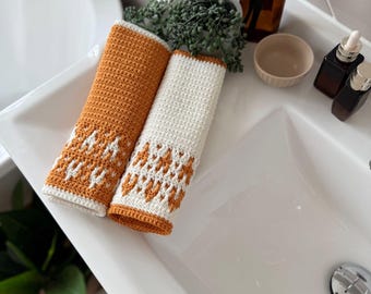 CROCHET PATTERN & VIDEO -  Inset Mosaic Crochet Washcloth Pattern | Pdf Download + Tutorial | Worsted Weight Yarn Dishcloth or Facecloth
