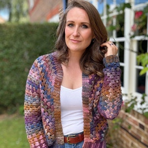 Top Down Crochet Granny Stitch Cardigan Pattern PDF | XS-5XL (30-62&quot; Chest) | Short Sleeve Summer Crochet Cardigan Instant Download