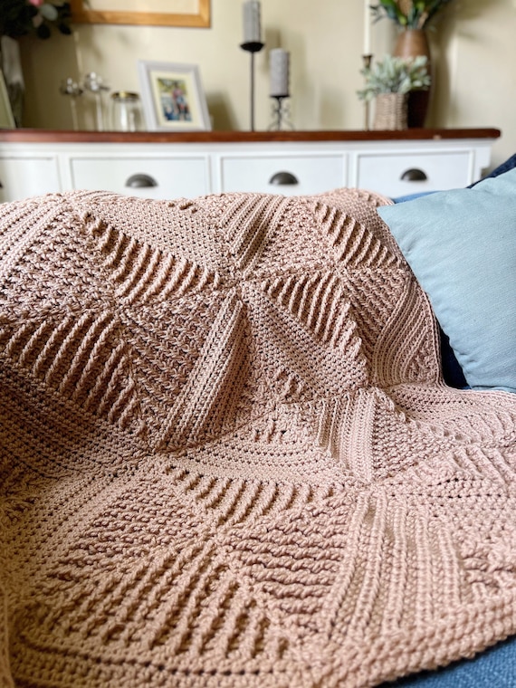 CROCHET PATTERN Broadquay Textured Crochet Blanket Pattern Square Motifs Geometric Blanket Etsy