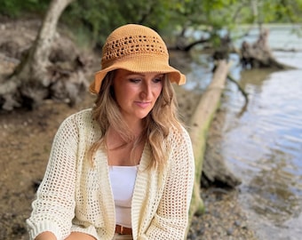 CROCHET PATTERN & VIDEO | Finestra Sun Hat | Cotton Bucket Style | Brimmed Summer Accessory | Baby to Adult pdf