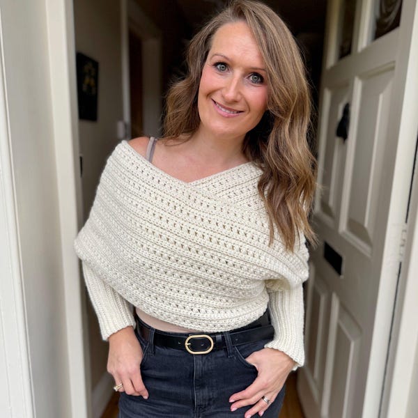 CROCHET PATTERN + VIDEO - Crochet Sweater Scarf Worsted Weight/ scarf with sleeves / crochet wrap / Instant Download Adult Sizes xs - 5xl