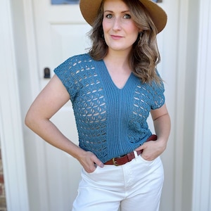 Lace Crochet Top Pattern PDF | XS-5XL (30-62&quot; Chest) | Crochet Summer T Shirt Pattern | Instant Download
