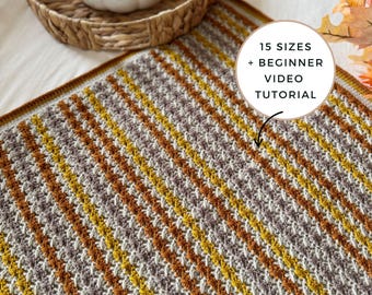 CROCHET PATTERN + VIDEO - Lapsang Beginner-Friendly Textured Blanket | Pdf Download with 15 Sizes | Stash-Busting Crochet Throw Pattern