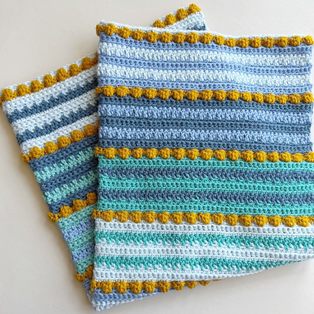C2c Crochet Baby Bernat Blanket Stripes Knitting Pattern Easy