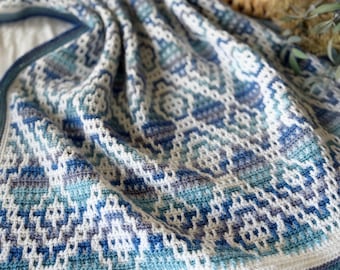 CROCHET PATTERN & VIDEO/ Inset Mosaic Wanderers Blanket / Pdf download / Geometric Afghan / dk weight yarn