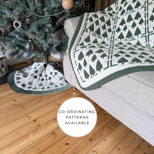 CROCHET PATTERN + VIDEO – Twinkling Trees Christmas Blanket – Overlay Mosaic Afghan pdf, Festive Throw Pattern, Holiday Home Décor image 15