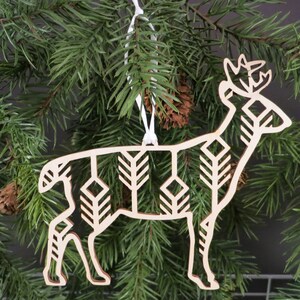 Ornament // Wooden Deer Christmas Tree Ornament // Deer Decor // Holiday Decoration // Trim a Tree // Xmas Decor // Gift for Outdoorsman // image 1