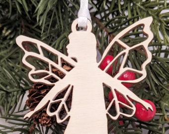 Woodland Fairy Christmas Ornament // Wooden Angel Ornament // Xmas Tree Ornament // Trim a Tree // Magical Fairy Princess Ornament // Gift