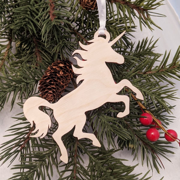 Unicorn Christmas Ornament // Wooden Holiday Decor // Xmas Tree Ornament // Trim a Tree // Fantasy Christmas Decor // Princess Ornament