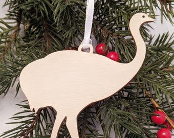 Ostrich Christmas Ornament // Emu Wooden Holiday Decor // Xmas Tree Ornament // Trim a Tree // Holiday Decoration // Gift Topper // Gift Tag